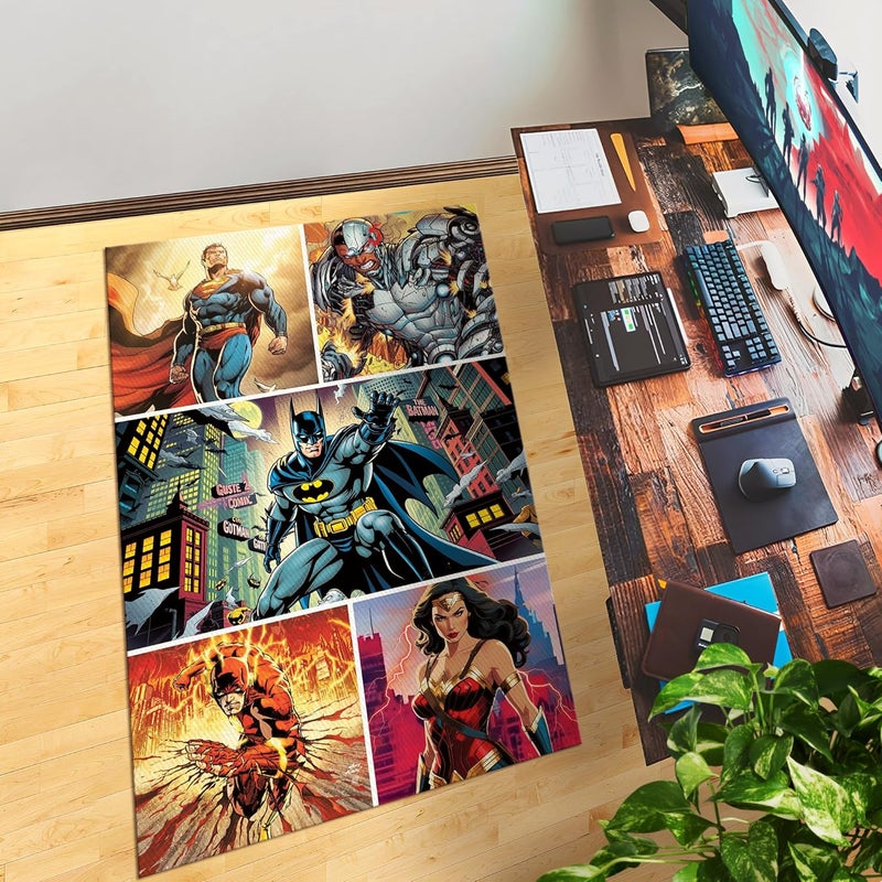 DreamController Justice Leaggue Custom Rugs for Gamer Room (62x40inch)| Playroom Carpets Inspired by Games & Anime Decor for Gamers | Gamer Room Decor for Kids Teen Anti-Slip Gaming Mats - Image 5